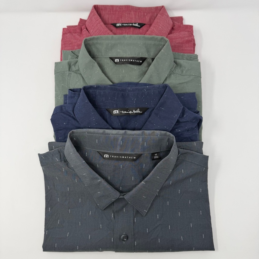 Travis Mathew Studebaker Mens Short Sleeve Button Shirt Size Medium Lot of 4